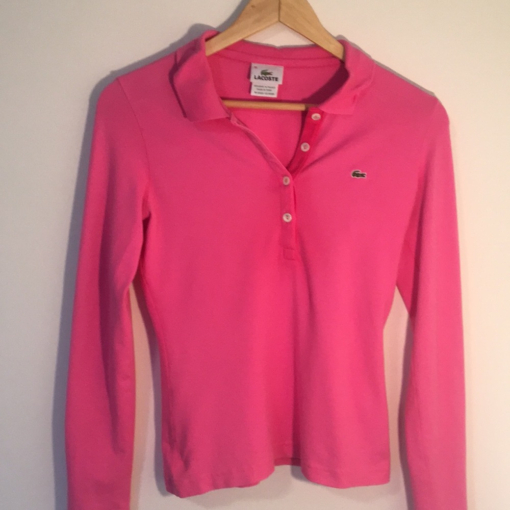 Lacoste pink long sleeve polo shirt M (Lacoste 38)